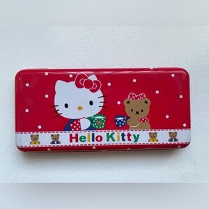 Vintage rare 1993 sanrio hello kitty red tin pencil box case